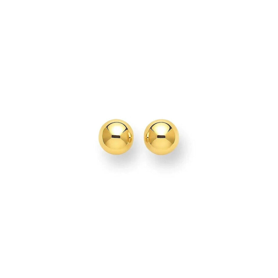 14K Yellow Gold Polished Round Stud Earrings