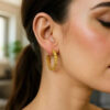 14K Yellow Gold Hoop Earrings Brick