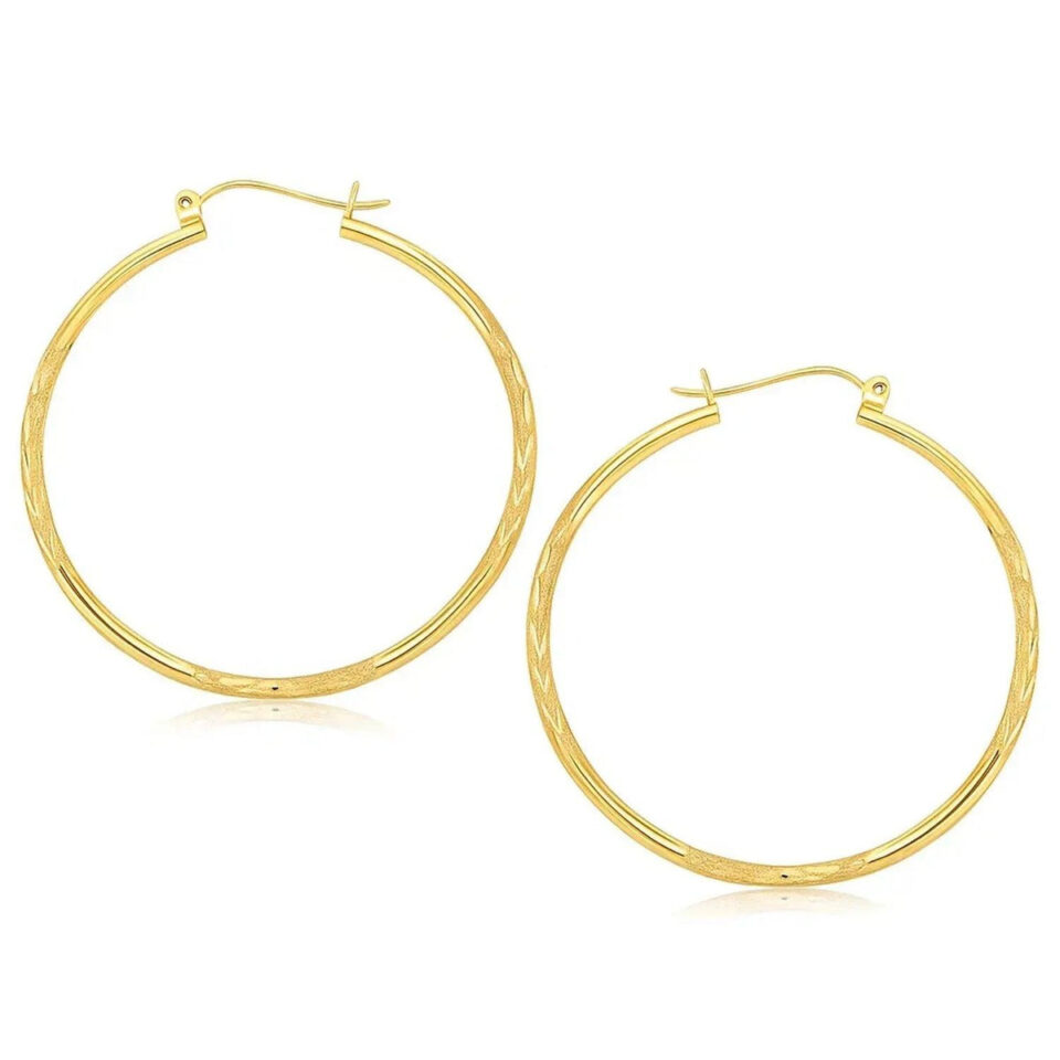 Hoop Earrings, 2 x 45 mm, 14K Yellow Gold