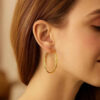 2x45mm hoop earrings in solid 14K yellow gold, view 2