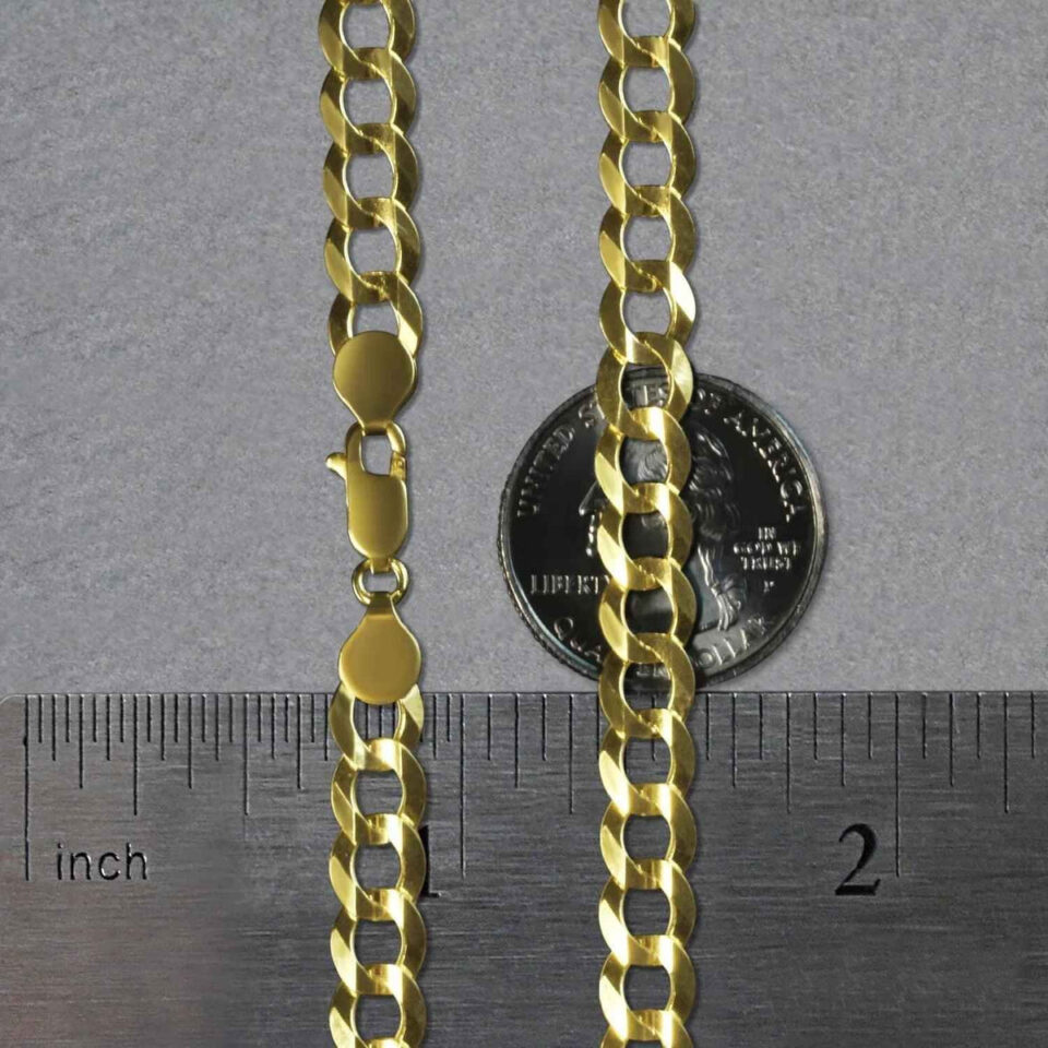 10K Yellow Gold Curb Chain 7.00mm