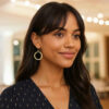 14K Yellow Gold Round Earrings Flat