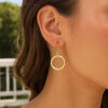 14K Yellow Gold Round Earrings Flat