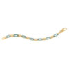Paperclip turquoise bracelet in solid 14K yellow gold, view 6