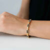 Paperclip turquoise bracelet in solid 14K yellow gold, view 2