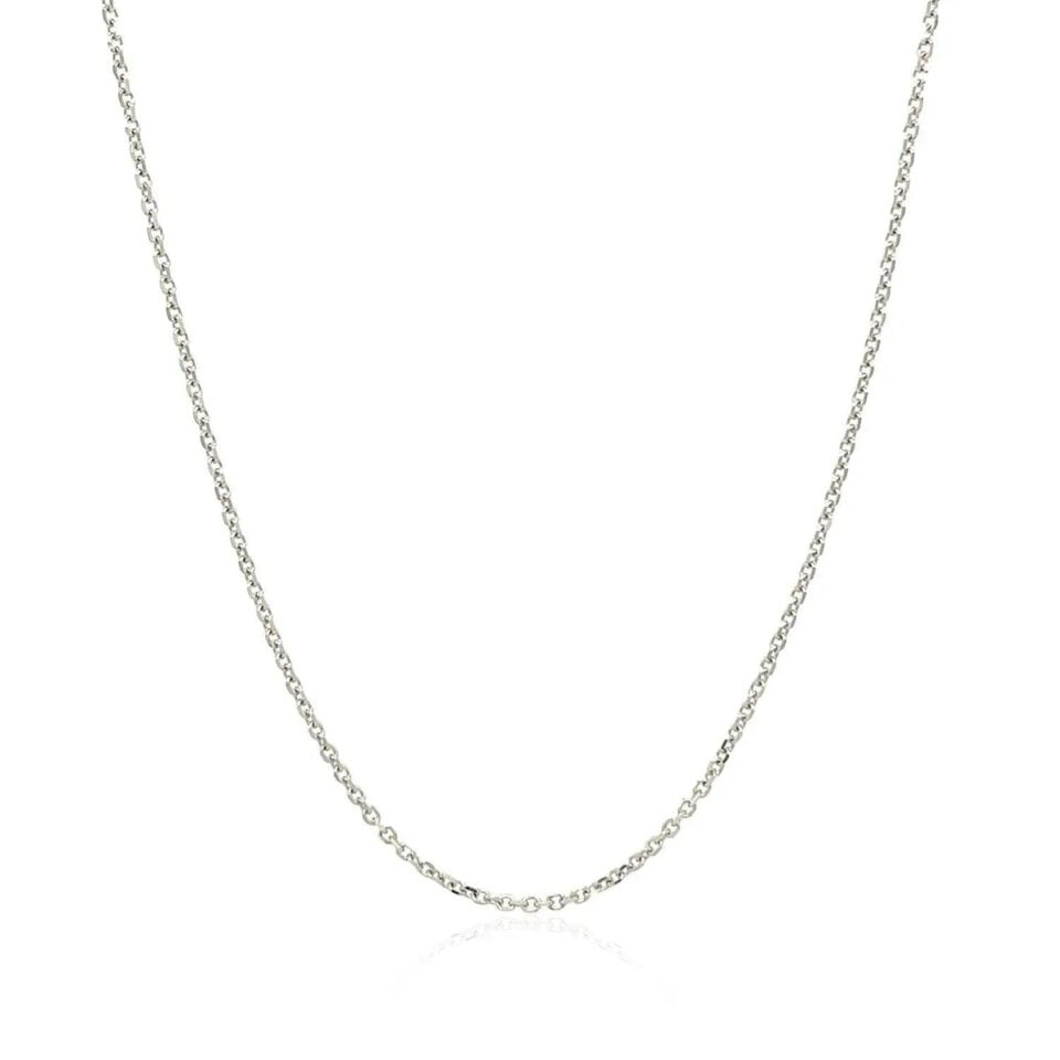10K White Gold Cable Chain 1.10mm