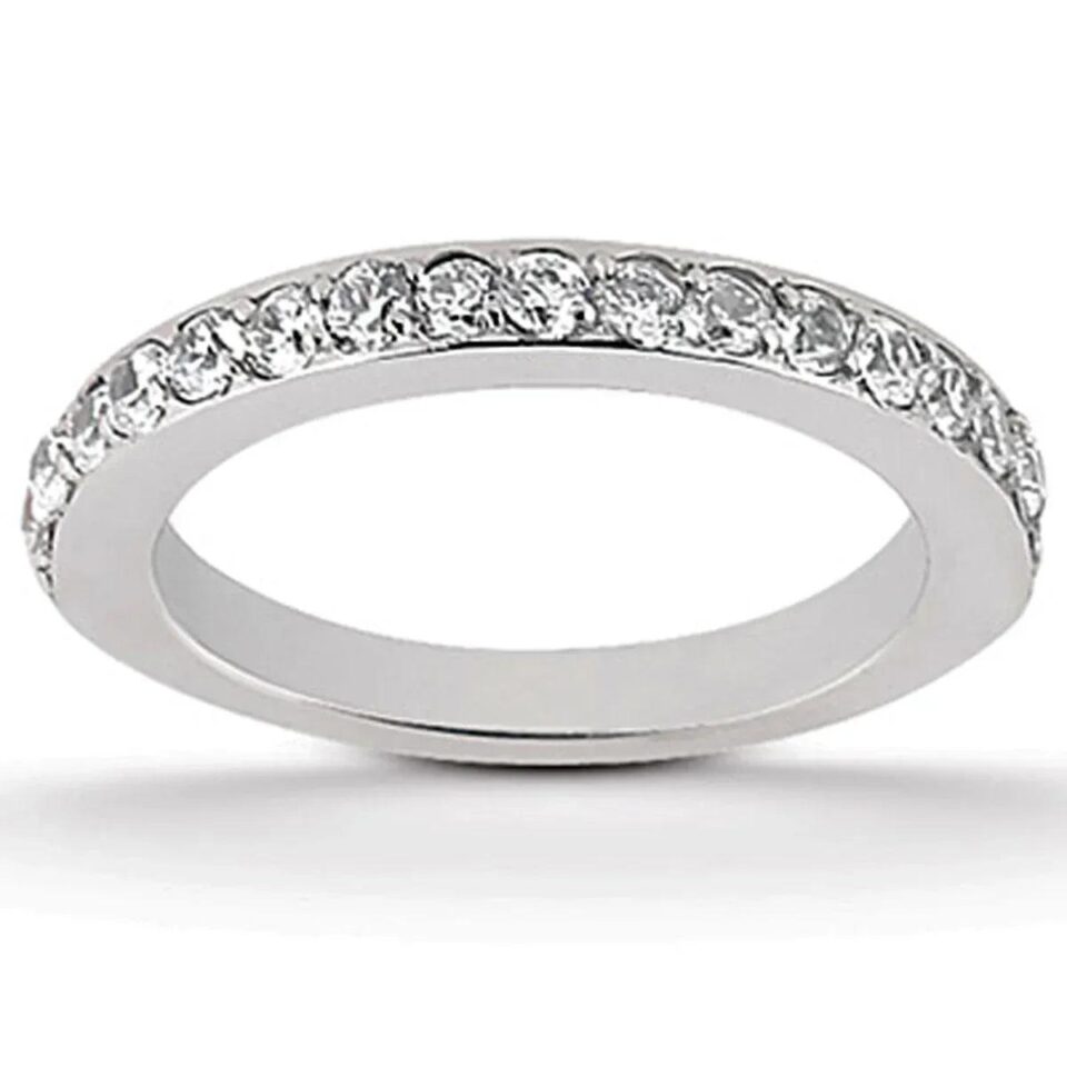 14K White Gold Pave Lab-Grown Diamond Band Wedding