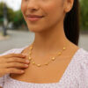 Textured polished necklace in solid 14K yellow gold, view 3