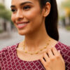 Textured polished necklace in solid 14K yellow gold, view 5