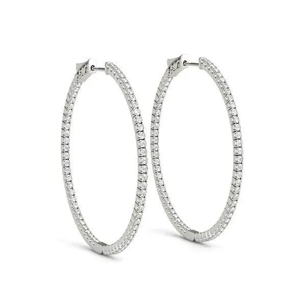 14K White Gold Lab-Grown Diamond Hoop Earrings 1 1/2cttw