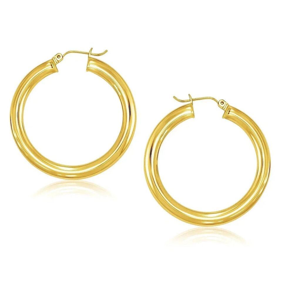 14K Yellow Gold Polished Hoop Earrings 5x40mm