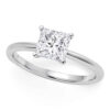 1 ct tw lab-grown diamond solitaire princess ring in solid 14K white gold, engagement ring, view 2