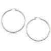 14K White Gold Polished Hoop Earrings 3x50mm