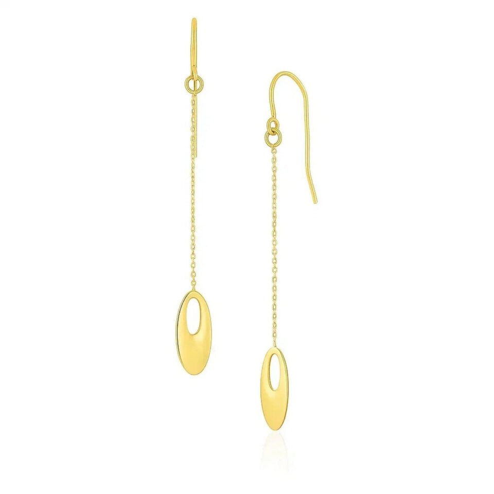 14K Yellow Gold Oval Earrings Cutout