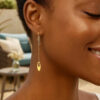 14K Yellow Gold Oval Earrings Cutout