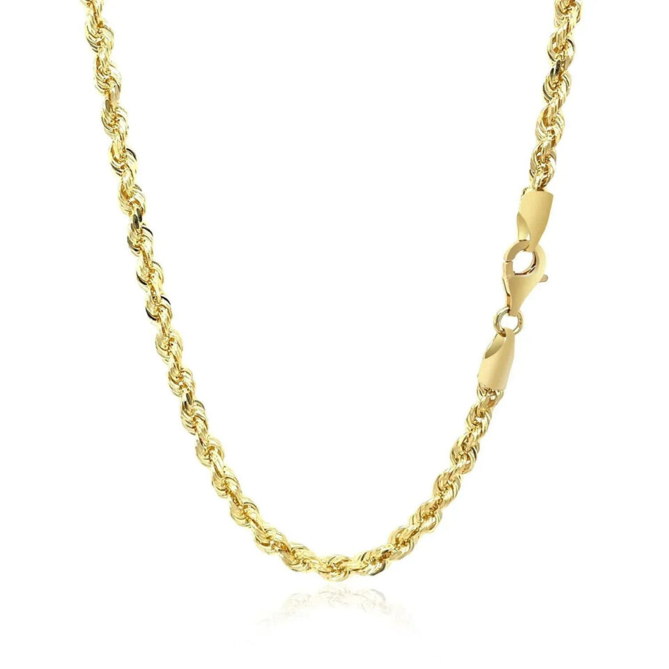 3.50mm rope chain in solid 10K yellow gold, view 3