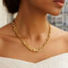 5.30mm paperclip oval necklace in solid 14K yellow gold, view 4