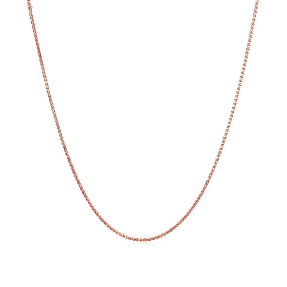14K Rose Gold Wheat Round Chain 0.70mm