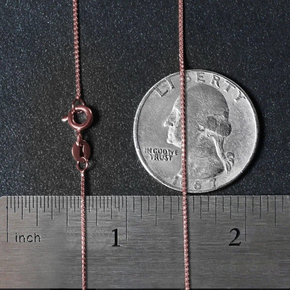 14K Rose Gold Wheat Round Chain 0.70mm