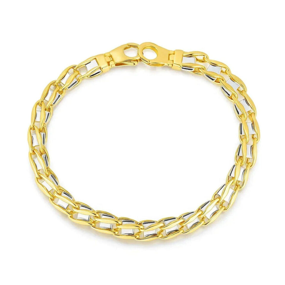 7.85mm bracelet in solid 14K two-tone gold, view 6