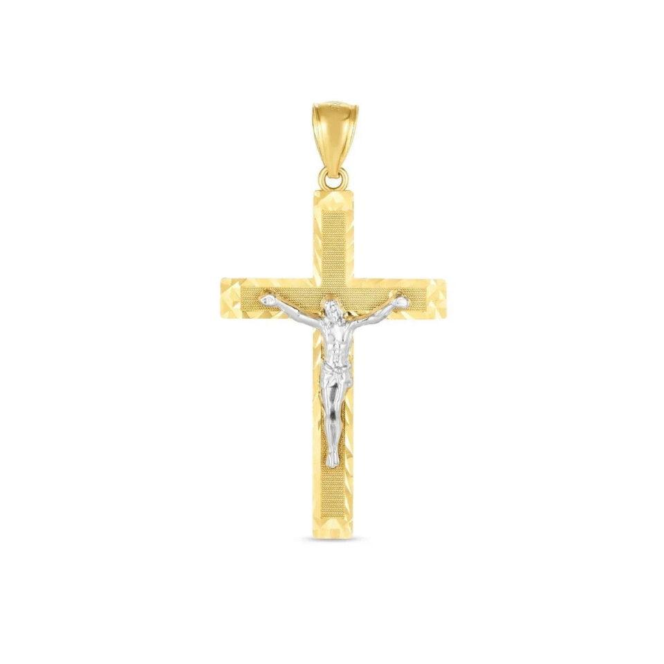 14K Two-Tone Gold Cross Pendant High