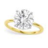 5 ct tw lab-grown diamond solitaire round ring in solid 10K yellow gold, engagement ring, view 2