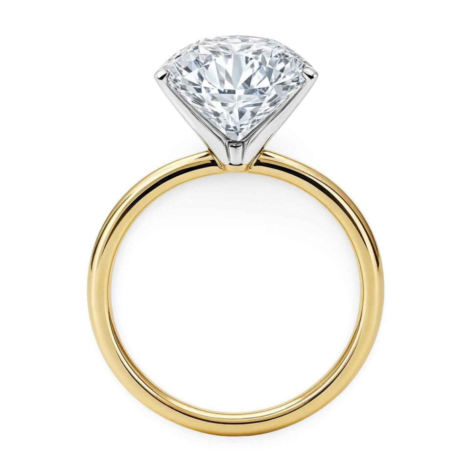 5 ct tw lab-grown diamond solitaire round ring in solid 10K yellow gold, engagement ring, view 4