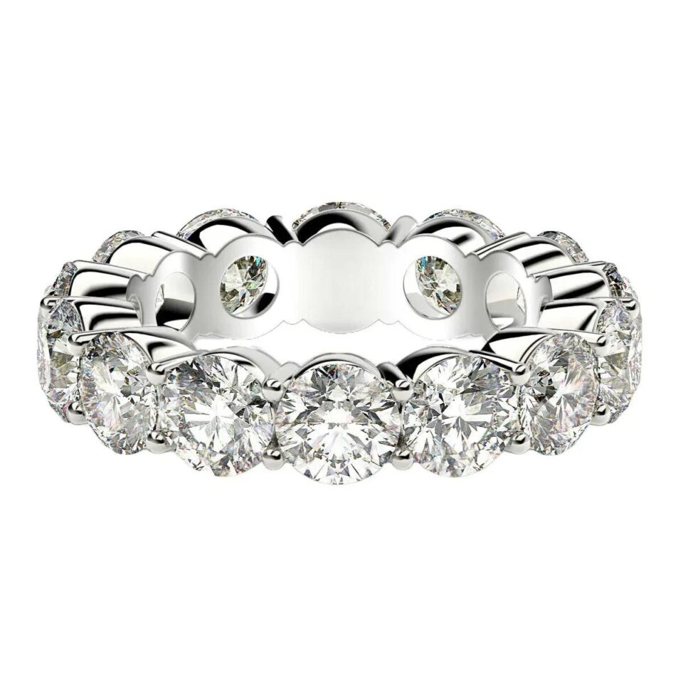 14K White Gold Lab-Grown Diamond Round Eternity Ring 6cttw