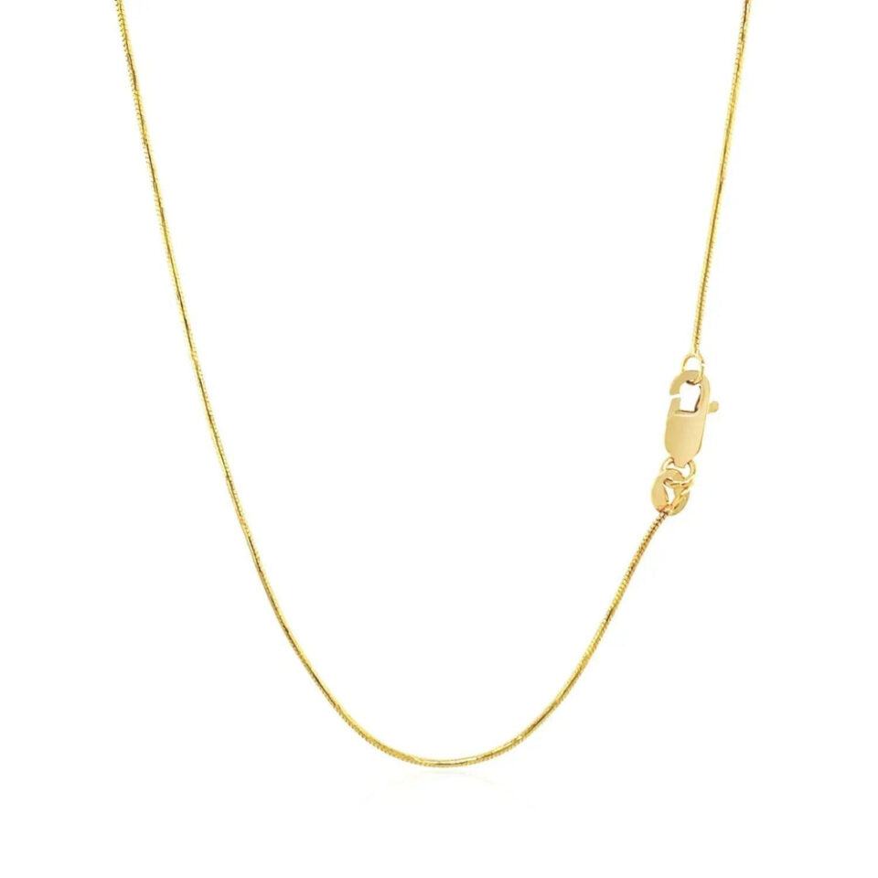 Snake round chain in solid 14K yellow gold, view 3