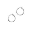 14K White Gold Polished Hoop Earrings 3x20mm