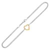 14K Gold And Sterling Silver Station Heart Anklet