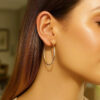 2x40mm polished hoop earrings in solid 14K yellow gold, view 2
