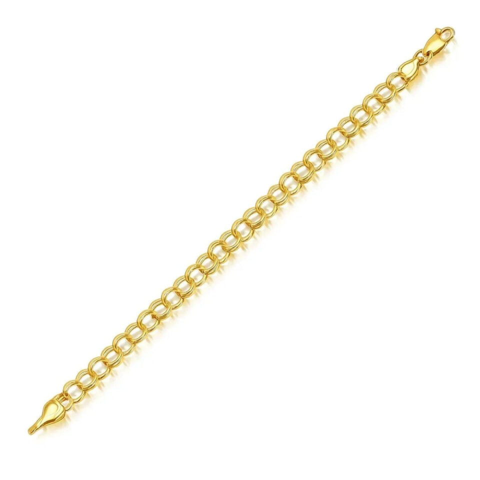 14K Yellow Gold Lite Charm Bracelet, 5 mm