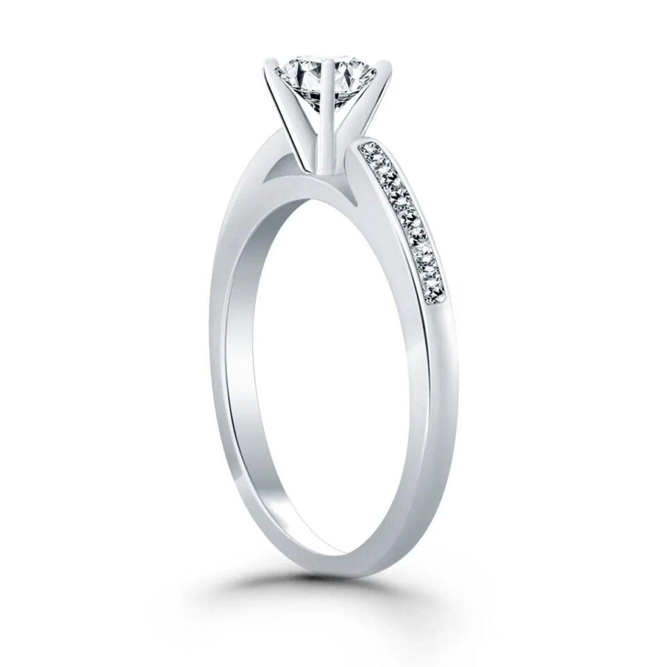 14K White Gold Lab-Grown Diamond Engagement Ring Channel