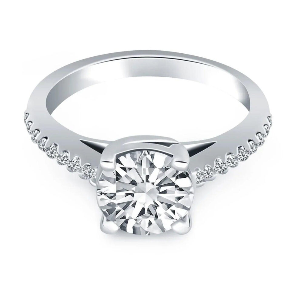 14K White Gold Lab-Grown Diamond Engagement Ring Trellis