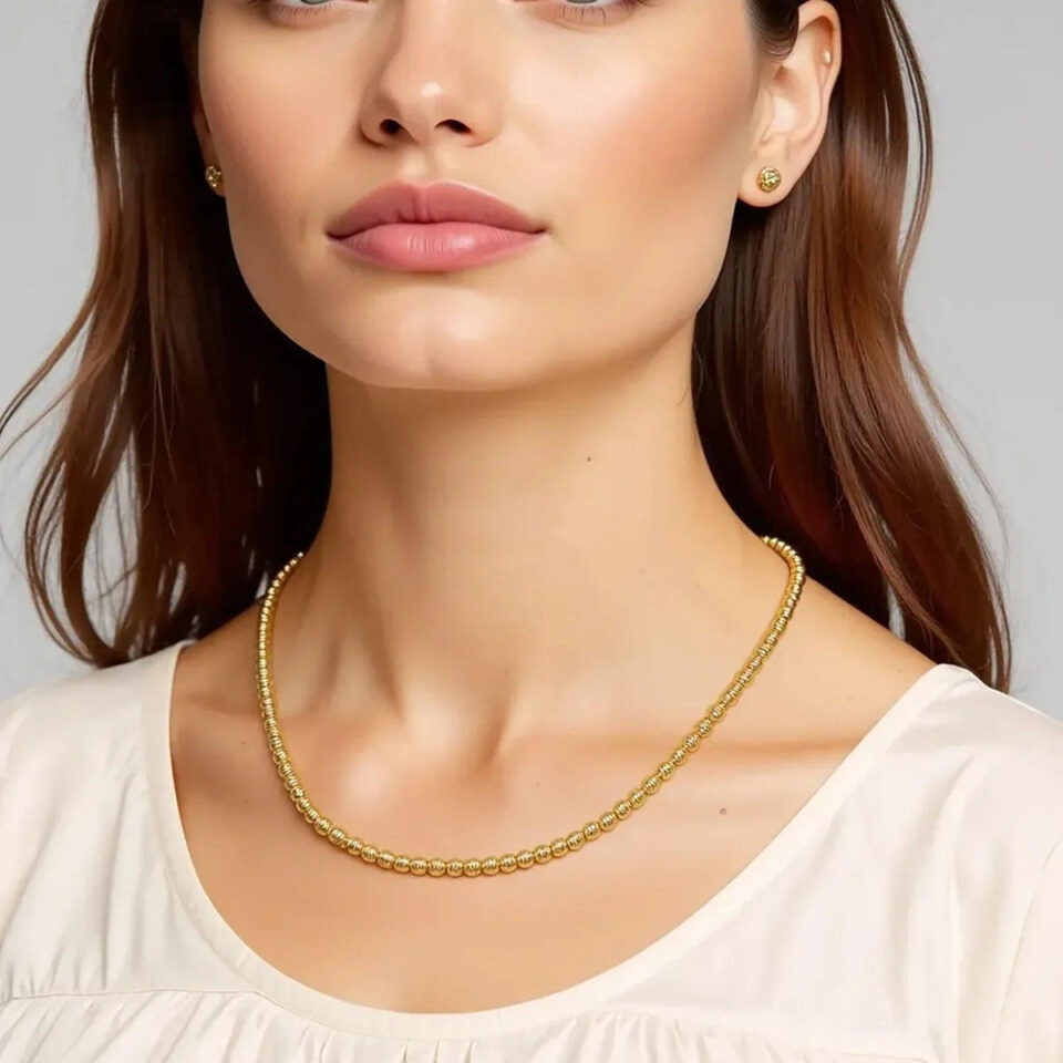 14K Yellow Gold Graduated Bead Necklace