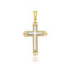 14K Two-Tone Gold Cross Pendant Ornate