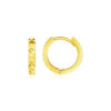 Petite round hoop geometric texture earrings in solid 14K yellow gold