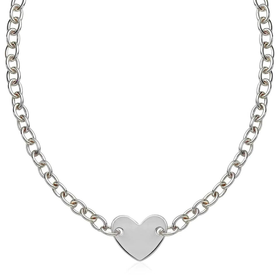 Sterling Silver, Rhodium Plated Station Chain