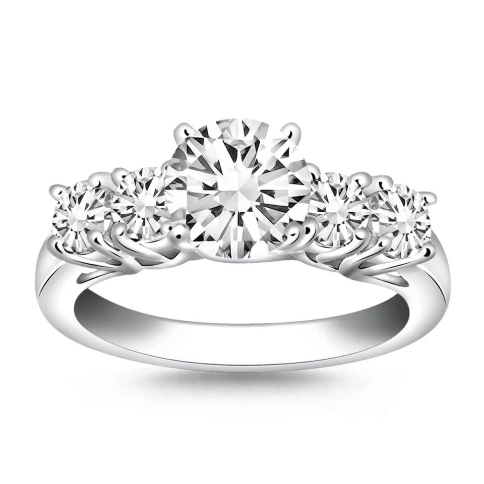 14K White Gold Lab-Grown Diamond Engagement Ring Five