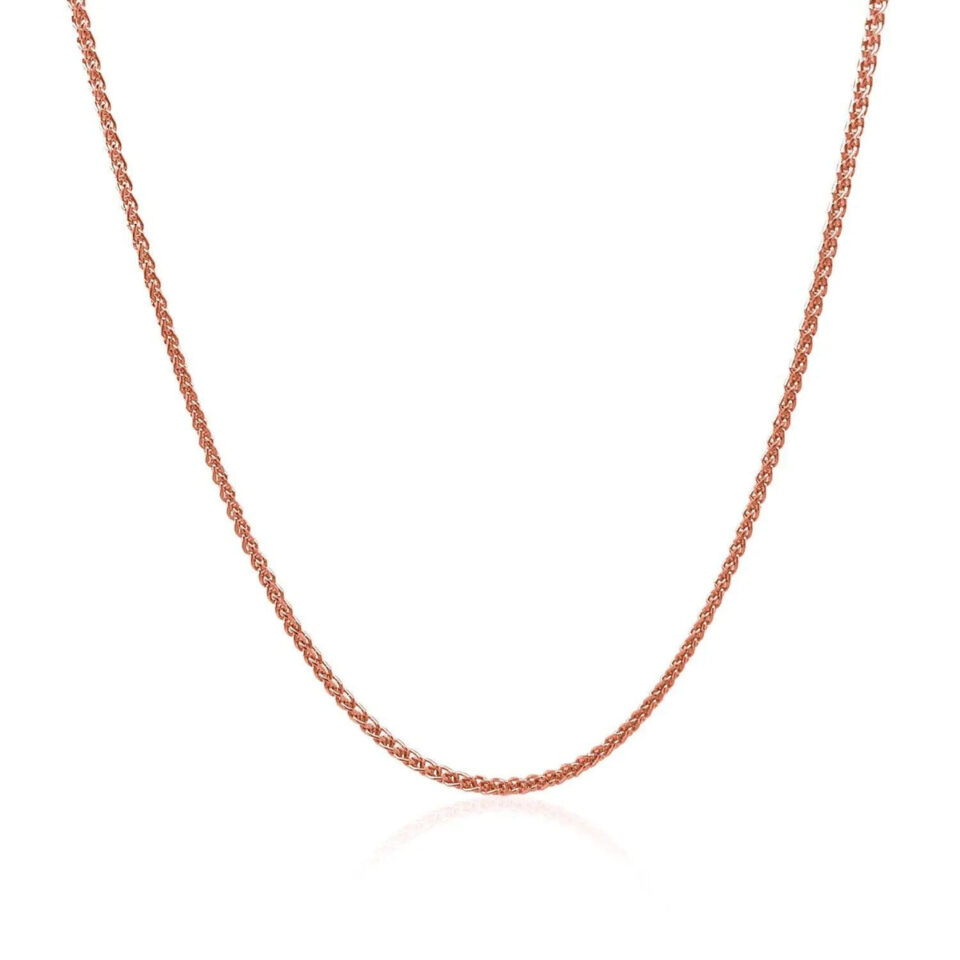 14K Rose Gold Wheat Round Chain 1.20mm
