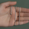 2.1mm wheat round chain in solid 14K white gold, view 8