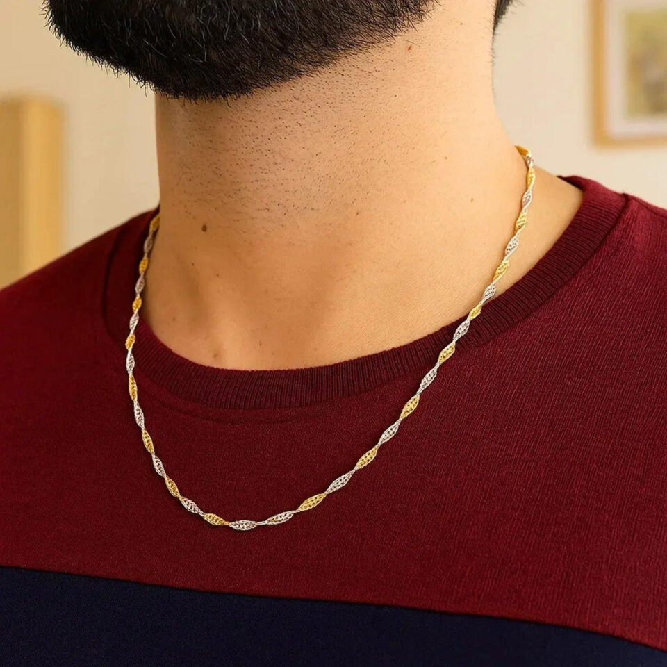 14K Two-Tone Gold Singapore Chain