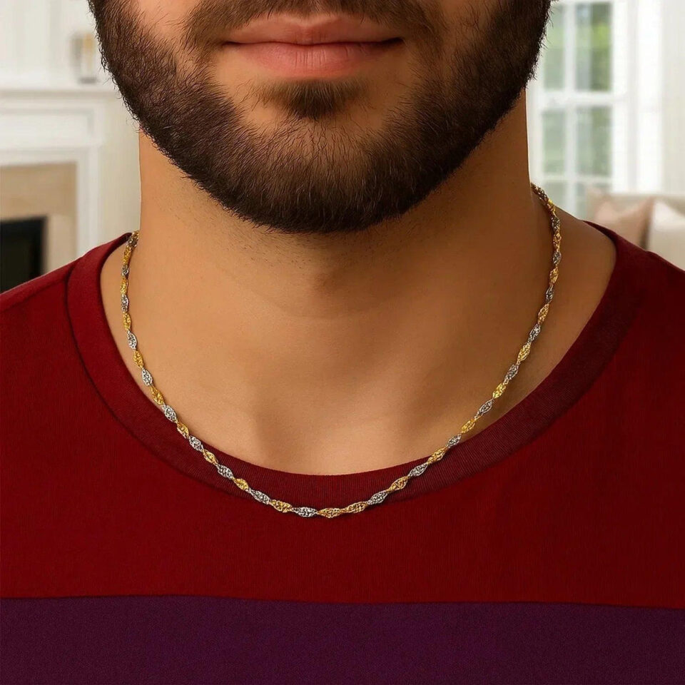 14K Two-Tone Gold Singapore Chain