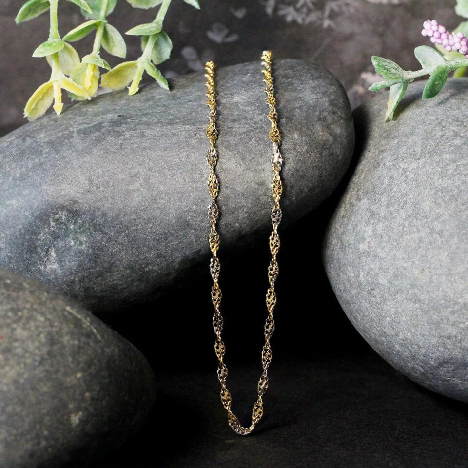 14K Two-Tone Gold Singapore Chain