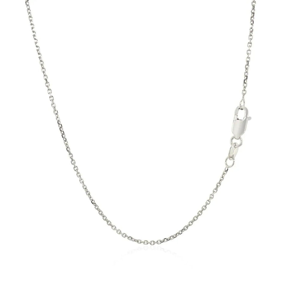 14K White Gold Diamond-Cut Cable Link Chain, 1.1 mm