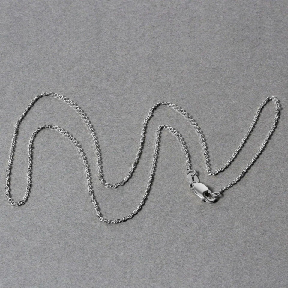 14K White Gold Diamond-Cut Cable Link Chain, 1.1 mm