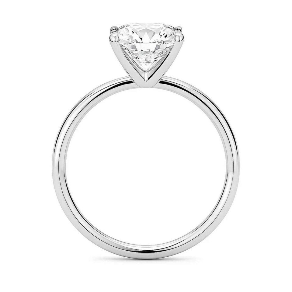 3 ct tw lab-grown diamond solitaire cushion ring in solid 10K white gold, engagement ring, view 4