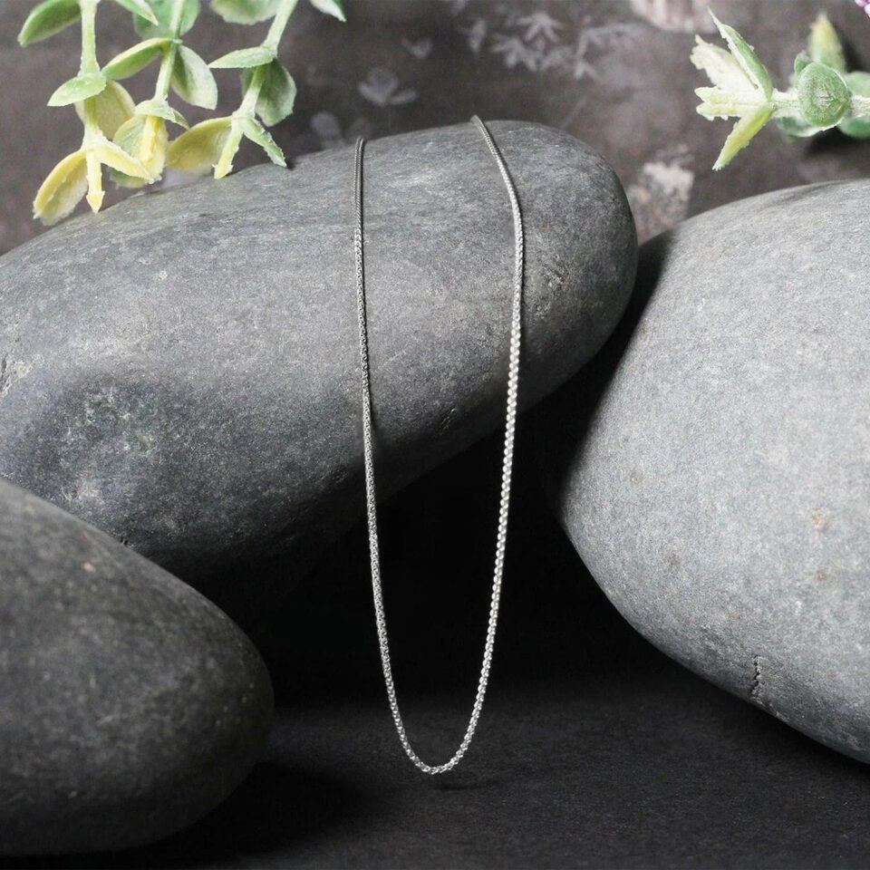 14K White Gold Wheat Round Chain 0.60mm