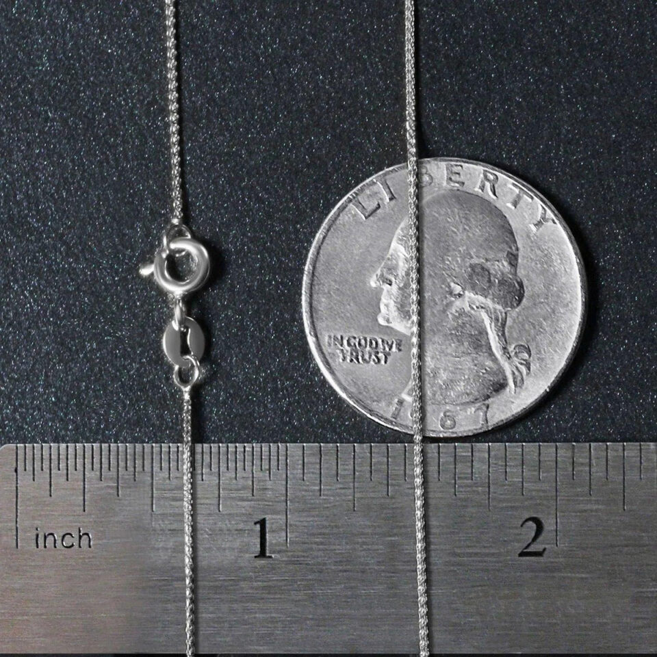 14K White Gold Wheat Round Chain 0.60mm
